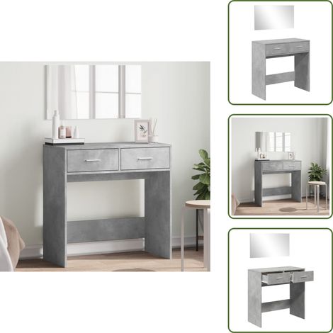 The Living Store Tocador con espejo color gris hormigón 80x39x80 cm - Tocador de madera