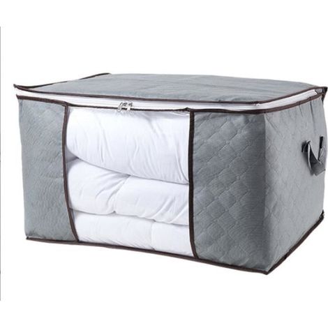 Grand sac de rangement pliable pour vêtements (2 pièces), fermeture éclair durable et poignée renforcée, sac de rangement. (1/3)