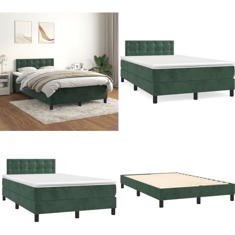 Sommier à lattes de lit et matelas Vert foncé 120x200cm Velours - Lit Tapissier - Lit Velours - Lit Double - Literie - Chambre À Coucher - Home & Living (1/5)