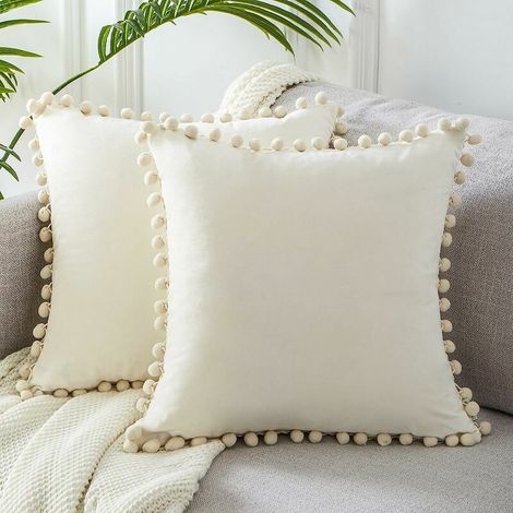 Green Mobility-Housse Coussin 60x60 Decoratif Velours Blanc Crème de Fauteuil Salon Bureau Lot de 2 Housse de Coussin Petit Coussin Decoratif Canape Scandinaves (1/5)