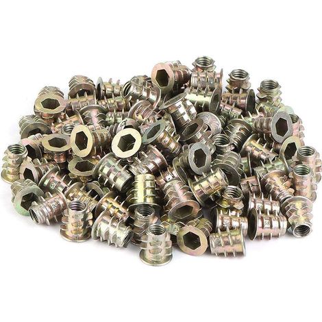 M4 / M5 Écrou Hexagonal Fileté en Alliage de Zinc de Fixation à l'Intérieur - Douille Insérer pour Meubles en Bois (M5x10, 100pcs) (1/5)