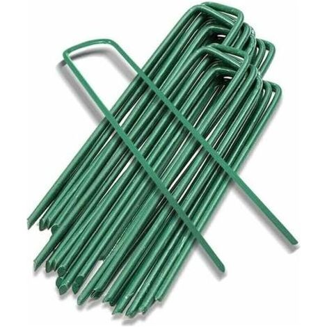 Piquets de Jardin Piquet Fixation Tente Sol Cheville Agrafes Jardinage pour Fixer Toile Paillage Clôture Barrière Contre Filets Camping Gazon Artificiel,20pièce, Vert, 15x3 (1/5)