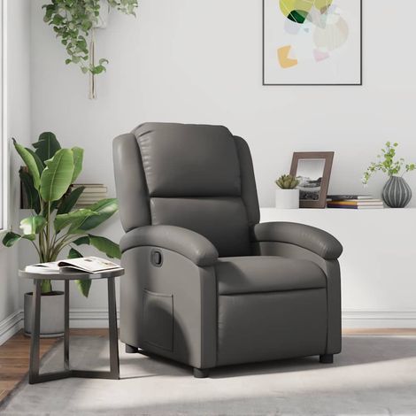 Sillón reclinable de cuero sintético gris vidaXL (1/5)