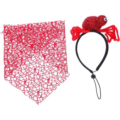 2-Piece Set of Halloween Dog Bandanas, Spider Headwear, Pet Costume Accessories (1/5)
