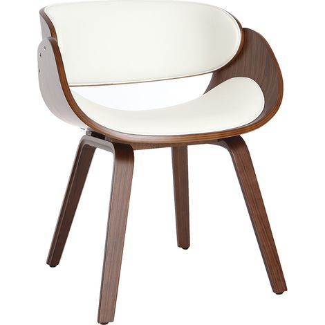Sedia design bianco e legno scuro noce BENT