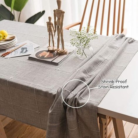 Nappe En Lin Et Coton Très Résistant Pour Tables Rectangulaires En Treillis À Broder Solide Pour Décoration À Manger De Cuisine - 130 x 130 cm (1/5)