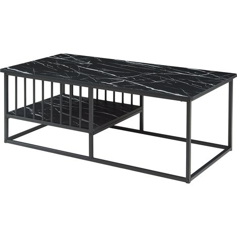 Table basse console d'appoint 120 x 60 x 42 cm effet marbre noir