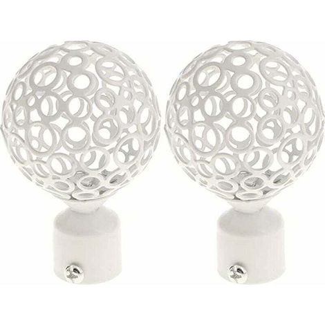 [JAMAIS UTILISÉ] 2pcs Embout Tringle à Rideaux 28mm Blanc, Paire Embout De Tringle à Rideau Draperie Rail PôLe TêTe Pour DéCoration Tringle à Rideau (1/4)