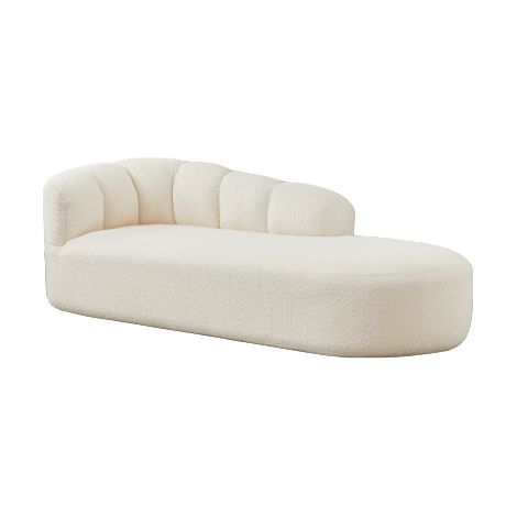 Chaise longue moderne en chenille avec dossier ondulé, canapé relax élégant en blanc crème servant de fauteuil d'accent, fauteuil rembourré souple pour salon, chambre à coucher et coin lecture. Beige (1/5)