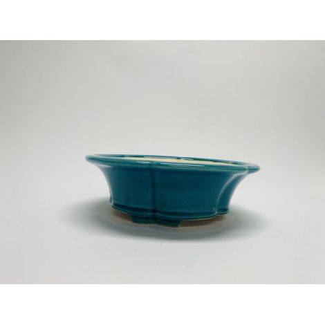 Lot de 2 Pots à Bonsaï Émaillés Verts à Motif Floral avec Trous de Drainage 20 cm - PANGIVO (1/5)