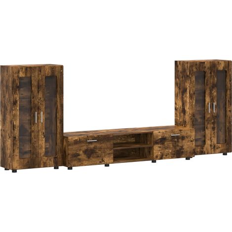 Conjunto de mueble de TV con cajón FLORIN 3 pcs Roble ahumado vidaXL