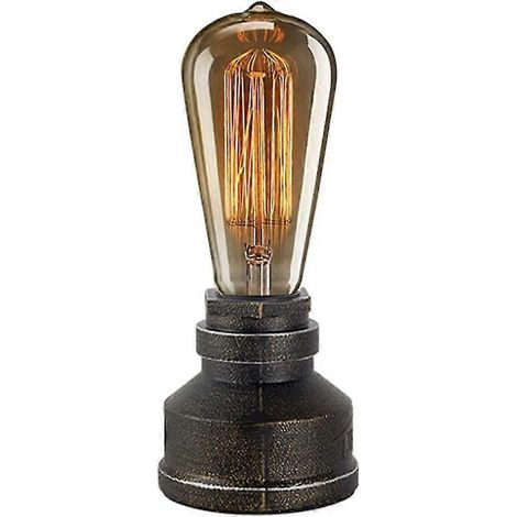 Lampe de table/de chevet style village américain vintage, en alliage métallique, inspirée des tuyaux d'eau. Lampe de nuit/de chevet industrielle steampunk rétro E27 (1/5)