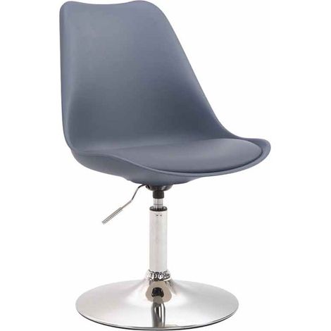 Chaise de salle à manger x1 pivotante hauteur réglable en plastique gris et pied trompette en métal chromé 100003779 (1/3)