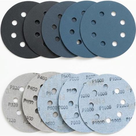Lot 40 Disques Abrasifs 115 mm Grains 320/400/600/800/1000 (8 Trous) (1/5)