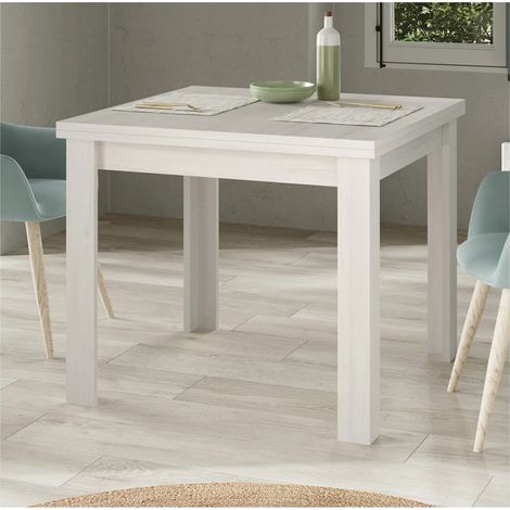 Mesa cuadrada extensible Tempo acabado albian, 76cm(alto) 90-180cm(ancho) 90cm(largo)