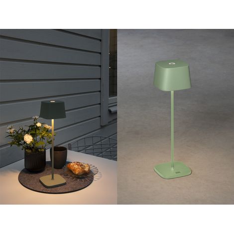 Wiederaufladbare LED Outdoor Tischleuchte CAPRI dimmbar in Grün, Höhe 36cm (1/5)