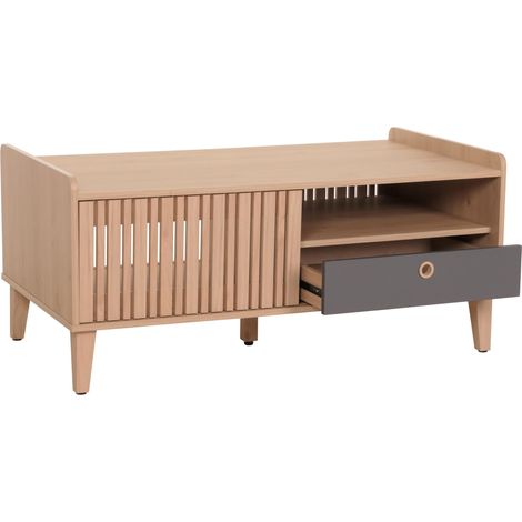 Couchtisch HHG-413, Wohnzimmertisch Tisch Sofatisch, 52x114x59cm beige, Schublade grau