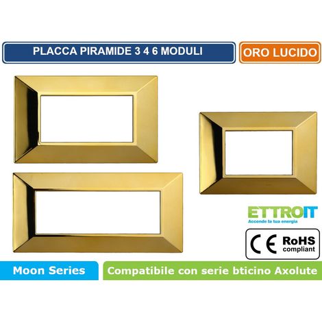 ETTROIT AN90612 Placca Piramide 6P Colore Oro Lucido Compatibile Con Bticino Axolute (1/4)
