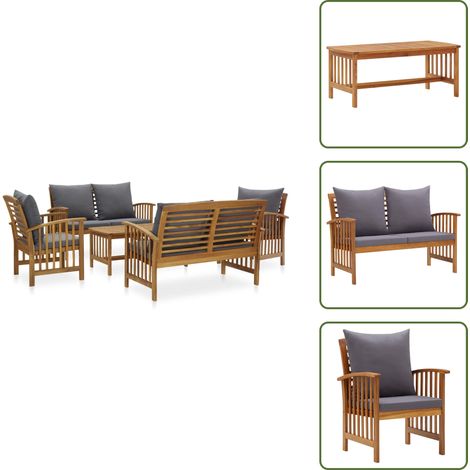 Panca da giardino - vidaXL Set Divani da Giardino 5 pz con Cuscini in Massello di Acacia - Cuscini da giardino