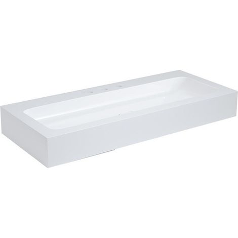 Lavabo en fonte minérale EDITION 300 adapté pour robinetterie 3 trous (pas 1250 x 155 x 525 mm blanc alpin KEUCO