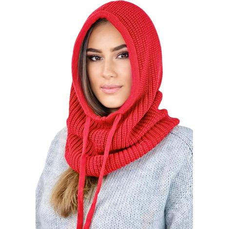 Pasamontañas rojo con capucha de moda Nilda