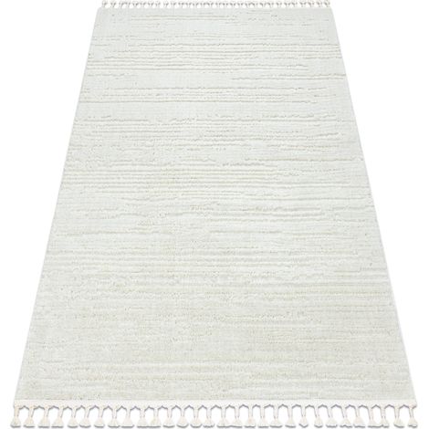 Carpet SEVILLA AC53B stripes white Fringe Berber Moroccan shaggy white 80x150 cm
