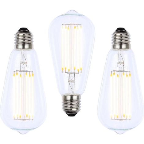 Litecraft Light Bulb E27 Edison Screw 6 Watt Teardrop Filament LED in Clear - 3 Pack (1/3)