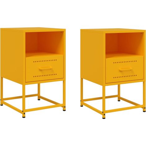 Maison Exclusive - Nachttische 2 Stk. Senfgelb 36x39x60,5 cm Stah
