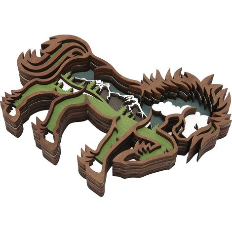 Ornements de chevaux en bois 3D, bords lisses, détails exquis, sculptures en bois avec guirlande lumineuse, idéal pour offrir ou décorer votre intérieur. (1/5)
