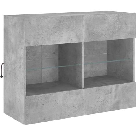 Mobile TV multimediale scaffale per televisione televisione buffet sala da pranzo soggiorno camera da letto a parete con luci a LED 78,5 x 30 x 60,5 cm grigio 020027908