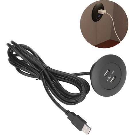Prise Double USB à Encastrer pour Canapé - Ports de Recharge USB pour Maison, Noir