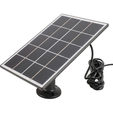 Chargeur solaire mural pour caméra de sécurité, panneau solaire monocristallin 3W 5V pour sonnette vidéo 4 3 Plus 2, noir (1/5)
