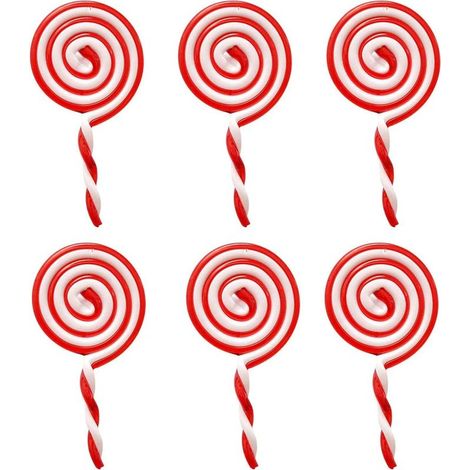 Décorations de saison 6 Pièces Ornement de Sucette de Noël Sucre d'orge Decoration Noël Pendentifs Canne Bonbon Sucre Noël Sucette Ornement Suspendu Canne de Bonbons Plastique de Noël pour Les Décorat (1/5)
