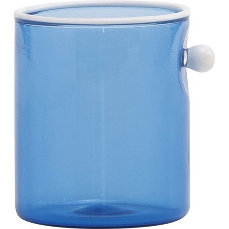 Zafferano Tumbler Set 4 Pezzi Collezione Oyster Colore Blu in Vetro Borosilicato Soffiato a Mano con Perla Decorativa Elegante e Raffinato