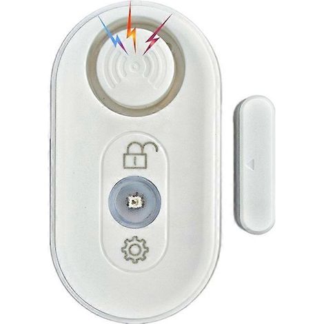 Alarme magnétique multifonction 4 en 1 pour portes et fenêtres, avec bouton tactile et capteur de déplacement (125 dB). (1/5)