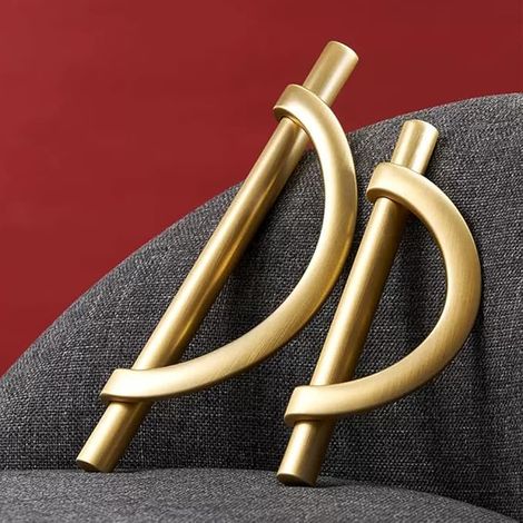 Lntyq 2er-Pack Schubladenknöpfe aus gebürstetem Gold, Halbmondform, Kommodengriffe, Küchenschrankschubladengriffe (1/5)