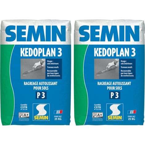 Enduit de Ragréage Autolissant Semin - Kedoplan 3 - Sol Intérieur - sac de 25 kg (lot de 2) (1/5)