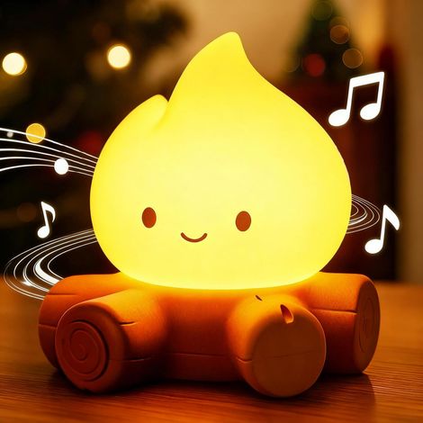 Veilleuses rechargeables effet feu de camp - Lampes à fausse flamme en silicone avec effet bruit blanc, idéales pour la chambre, l'extérieur, le camping et comme cadeaux pour enfants, adolescents, sen (1/5)