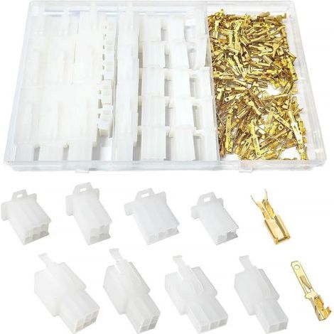 Kit de connecteurs automobiles 190 pièces 2.8mm – 2, 3, 4, 6 broches – Boîte de rangement – Plastique isolant et cuivre étamé