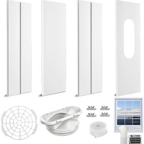 Lot de 4 joints de fenêtre pour climatisation, volet roulant, joint de fenêtre pour climatiseurs mobiles, plaque d'étanchéité de fenêtre réglable, adaptateur de tuyau d'évacuation de fenêtre (1/5)