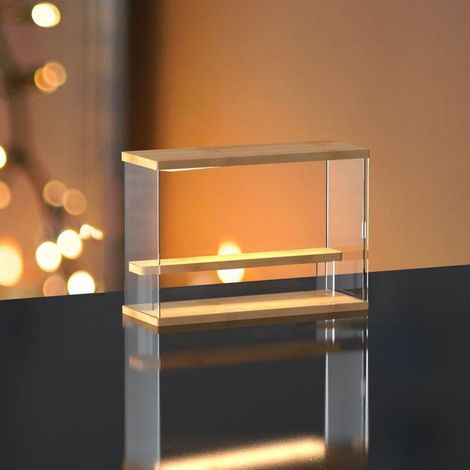 Étagère de présentation acrylique pour poupées artisanales avec porte coulissante, boîte de rangement transparente à 2 niveaux épaissie (1/5)