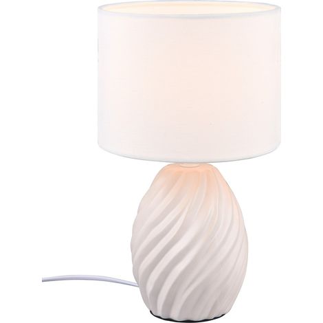 Lampe de table MELVA céramique blanche abat-jour E14