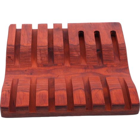 Boîte de Rangement Support Stable et Design Incurvé en Noyer Noir Grosse Capacité pour Ciseaux de Coiffure pour Salon de Coiffure Professionnel (1/5)