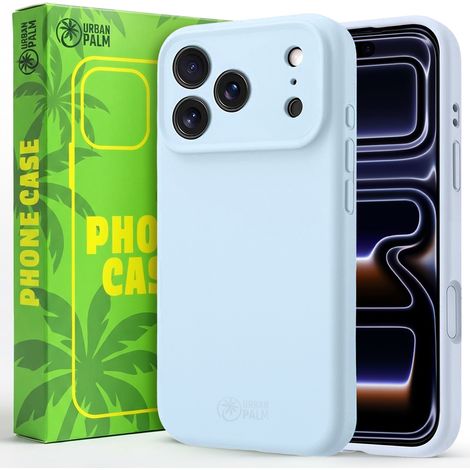 Funda de silicona UrbanPalm para iPhone 17 Pro con MagSafe, color azul paloma. (1/5)