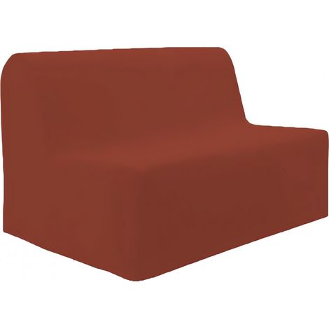 Soleil D Ocre – Housse de canapé BZ en coton Panama – Dimensions 120-200 x 140 cm – Uni brique – Housse classique et sobre