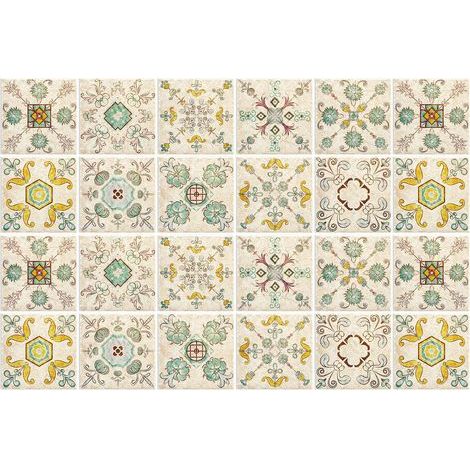 CCYKXA (C) 20x20 Industrial Style Adhesive Tile Backsplash for Kitchen Brick, 24 Pcs Wall Stickers Bathroom Kitchen Adhesive Wall Tiles with Tile Patterns PVC Adhesive Wall Tile