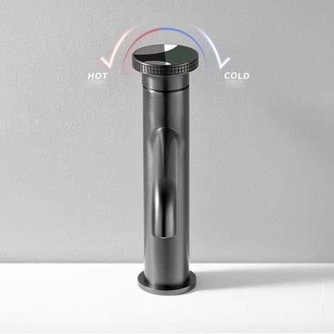 Mitigeur monotrou blanc pour lavabo moderne, eau chaude et froide, design élégant, installation facile (1/4)