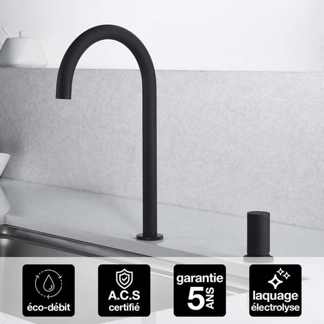 Robinet Mitigeur de Cuisine anti-calcaire Noir Mat IMEX MANACOR GCM001/NG (1/4)
