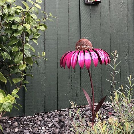 Distributeur de Graines pour Oiseaux en Forme de Fleur - Support en Fer Forgé pour Jardin - Décoration Extérieure et Mangeoire Métallique (1/5)