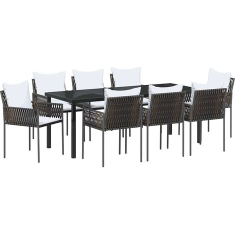 Maison Exclusive - Set da Pranzo per Giardino 9 pcs Marrone e Nero Rattan in PE